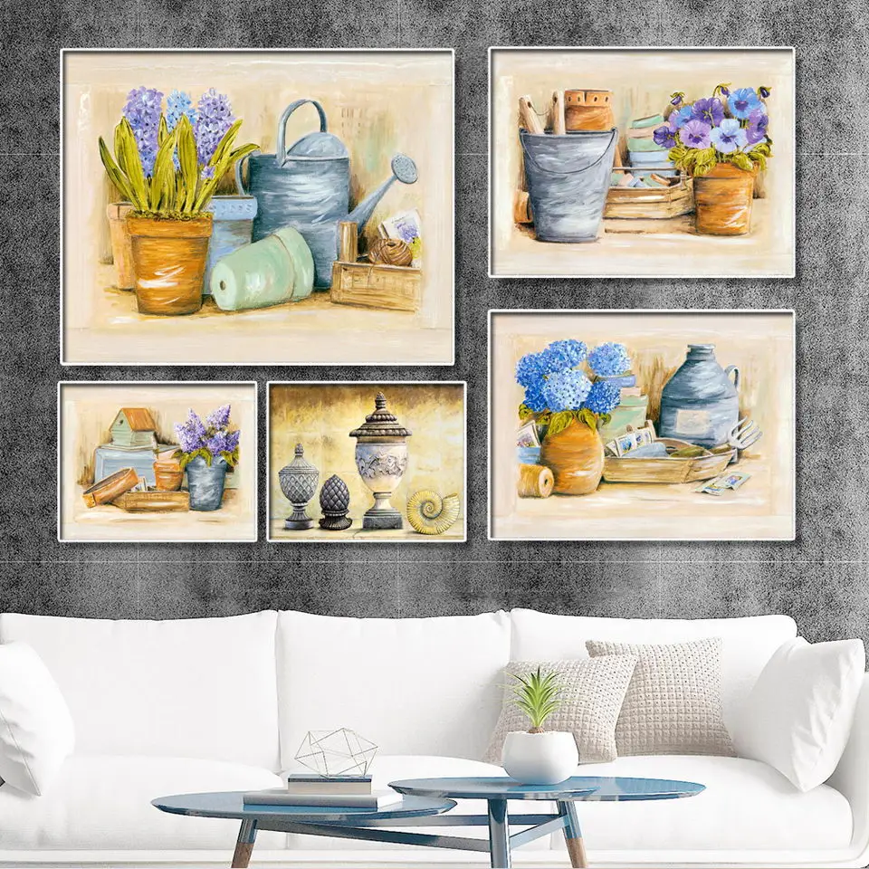 

Vinsonloud Home Decoration Print Canvas Wall Art Picture Paintings Oil Unframed Retro still life painting vase Flowers