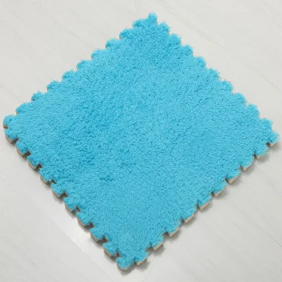 1 шт. 30*30 см EVA плюшевые коврики-Пазлы DIY Пена мохнатый бархатный ковер декоративная детская комната для ползания игрушки напольный коврик для упражнений - Цвет: blue