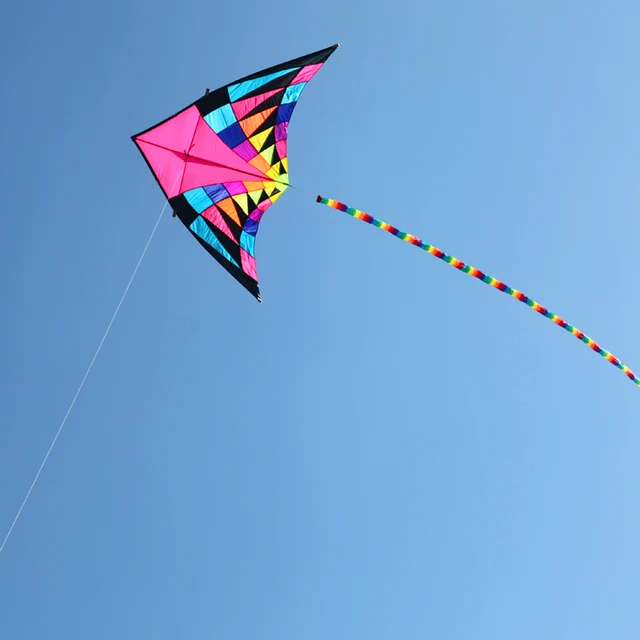 free shipping high quality large rainbow delta kite fabric kite bar