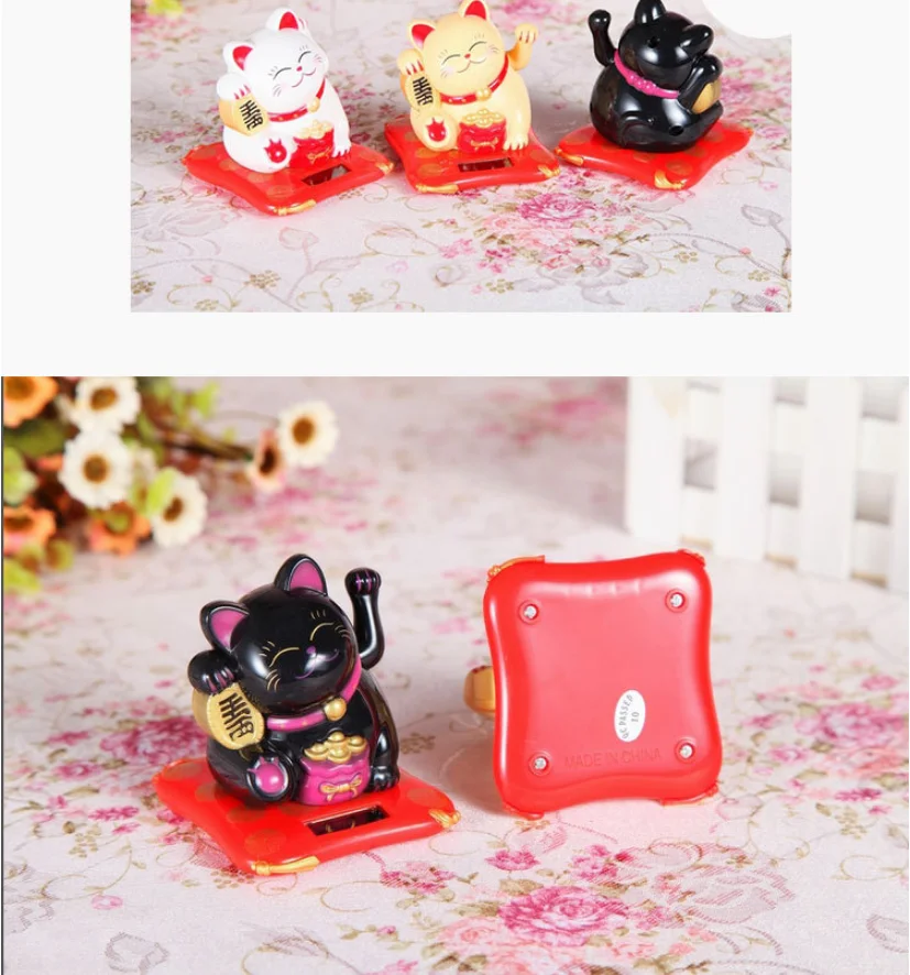 Модный черный/белый Maneki Neko на солнечных батареях, радушный Кот, удача для дома, автомобиля, отеля, ресторана, Декор, ремесло