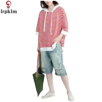 

Women's Fashion T-Shirts 2018 Summer Striped Hoodie Cotton Breathable Large-Size Women's Shirt T-Shirt XL -2XL LZ732