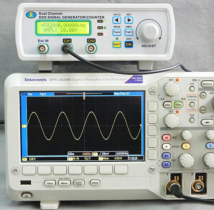 MHS-5200A Высокоточный цифровой DDS двухканальный источник сигнала Генератор произвольной формы частотомер 200MSa/s 6 МГц