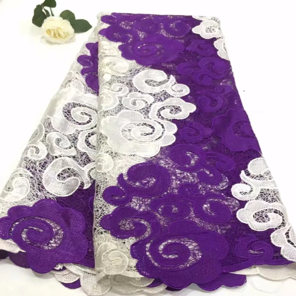 

New Arrival Water Soluble Lace Fabric 5 Yards Milk Silk Fabric Nigerian Style For Wedding Dress