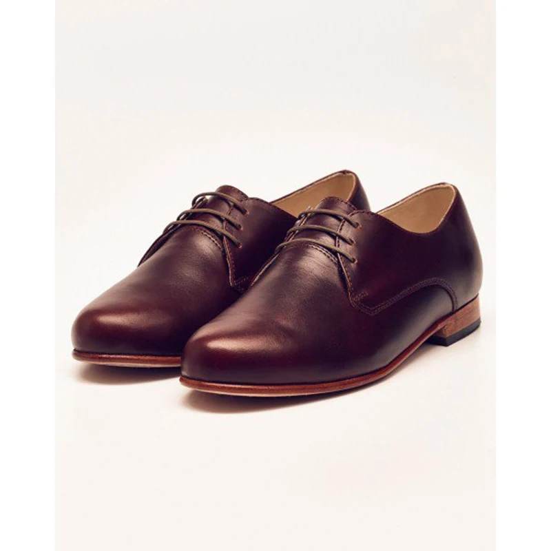 Maroon frauen Oxfords Lace up Wohnungen Vintage Kleid Schuhe Patent Leder Spitz Casual Braun FSJ Größe 16