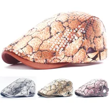 Мужские береты со змеиным принтом и блестками, таксистка, газетная шляпа, шляпа плюща, солнце, гольф, для вождения, плоская кепка, HATCS0527