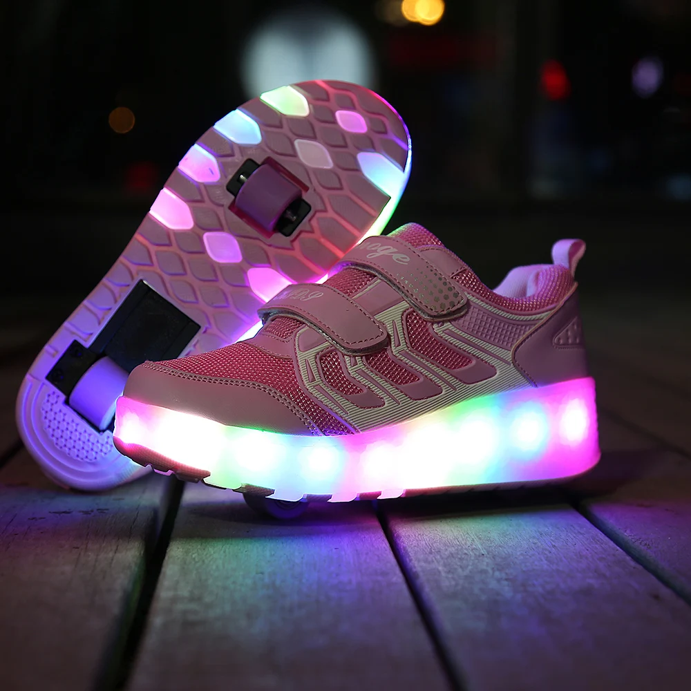 Heelies USB зарядка светодиодный Красочные Дети Мода кроссовки с два колеса роликовые коньки обувь для мальчиков и девочек 03