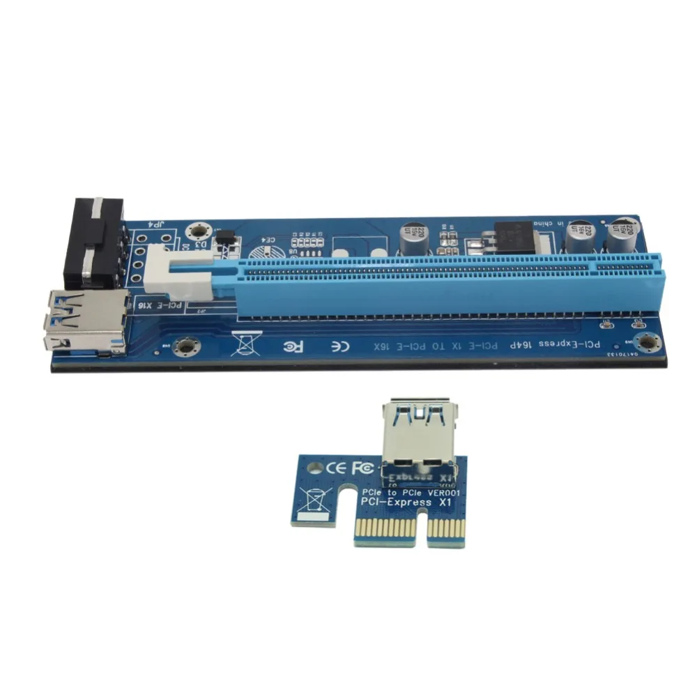 

PCI-E PCI Express 1X To 16X Extender Graphics Riser Card & 4Pin IDE For Bitcoin Miner Mining Machine