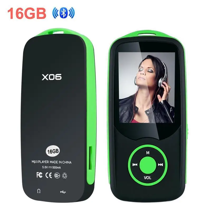 Обновленная версия, RUIZU X06 Bluetooth 4,0 MP3 музыкальный плеер, цветное меню, экран, высокое качество, без потерь, с fm-радио, рекордер - Цвет: X06-16GB-Green