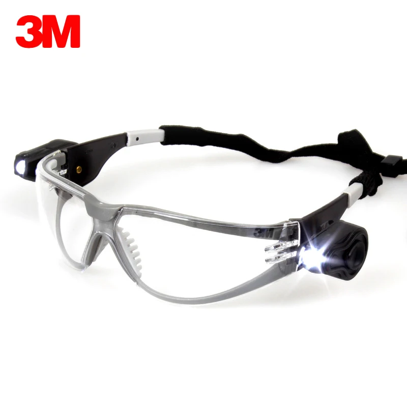 

3M 11356 Protective LED Safety goggles Anti-UV Anti Shock Anti-Fog Safety Work Goggles Dual Bright LED Lights Transparent lenses