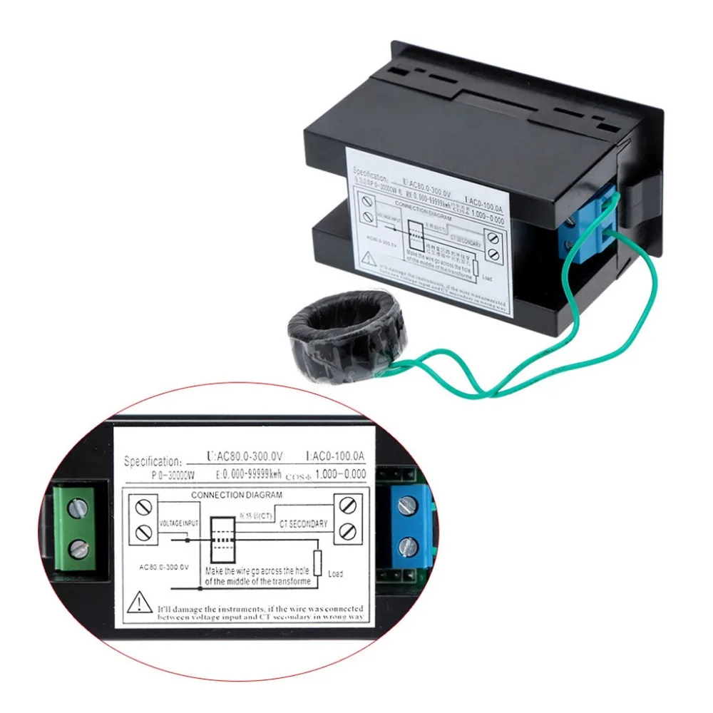 Измеритель мощности вольтметр переменного тока 80-300 в амперметр 100A Многофункциональный Цифровой Электрический измеритель напряжения мощности тестер инструменты