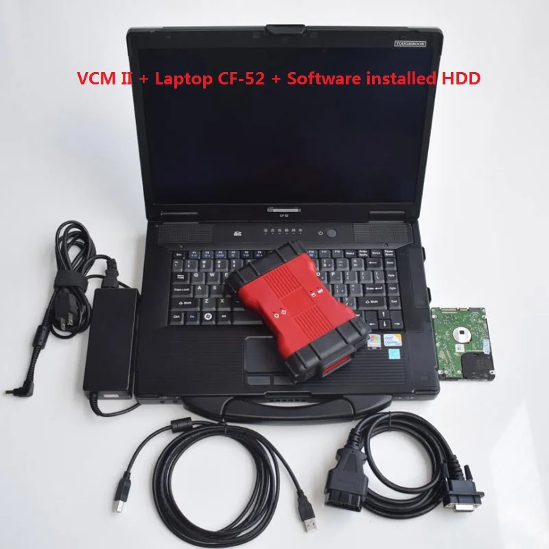 

new for F-0rd car diagnostic VCM2 Best Chip VCM ii OBD2 Scanner Tool with second hand Laptop CF52 4G software HDD