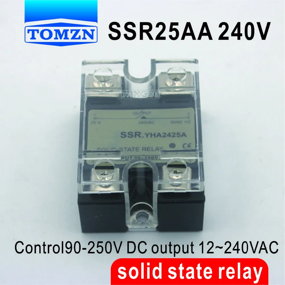 

25AA SSR input 90-250V AC load 12-240V AC single phase AC solid state relay
