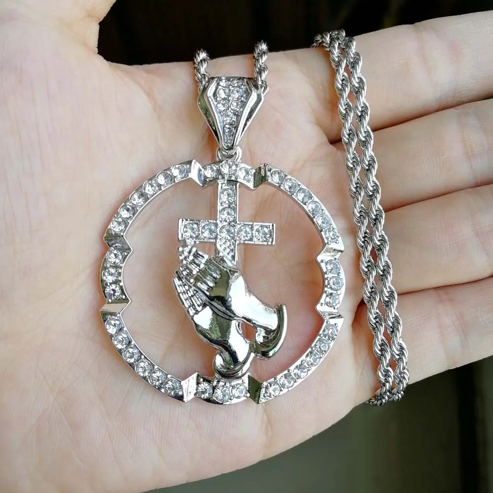 Распродажа 26 стилей хип-хоп крест Иисуса кулон ожерелье ювелирные изделия для мужчин ICED OUT BLING N07 - Окраска металла: N680 silver
