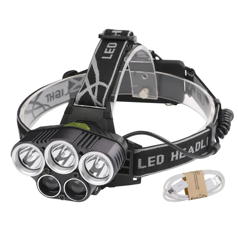 

Waterproof LED Headlight 6 Modes 5000lm 5*T6 LED Headlamp Outdoor Head Light Lamp for Fishing Camping Hunting Powered By 2*18650