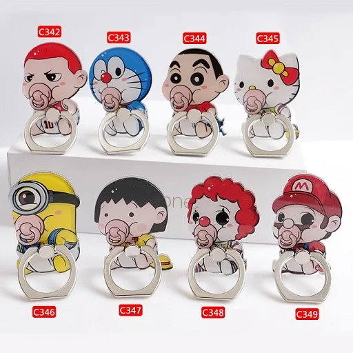 

Wholesale 360 Degree Universal Metal Finger Ring Holder mobile phone holder Stand socket Cartoon Doraemon Crayon Shin-chan funny