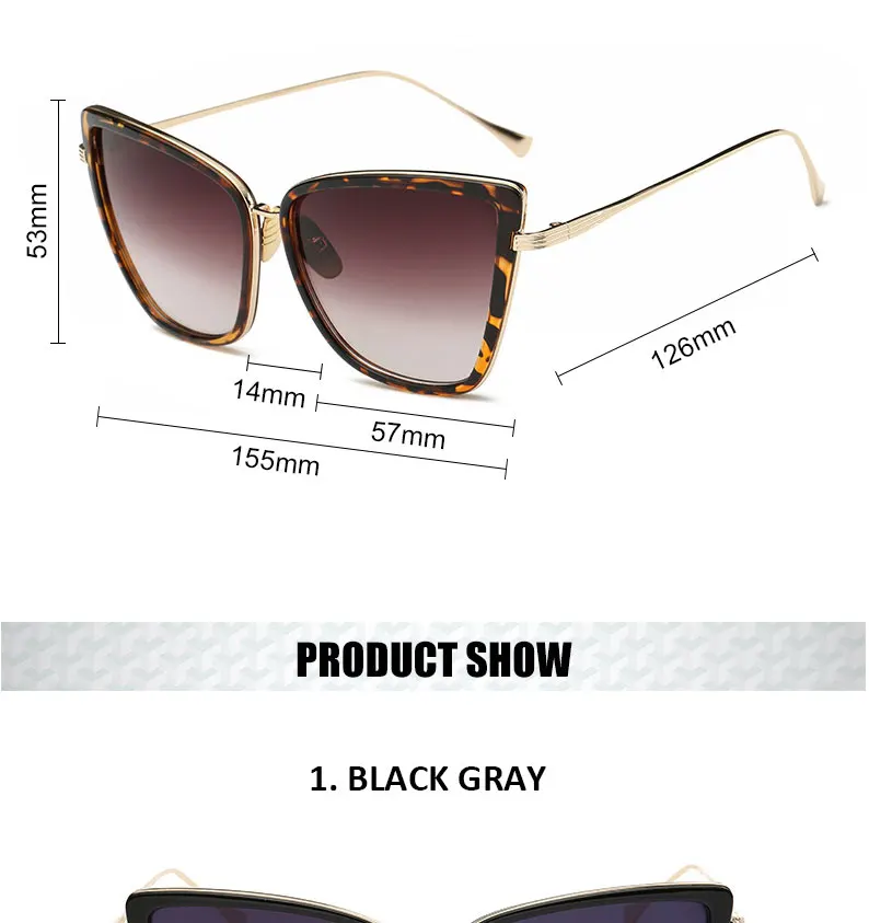 SIMPRECT Retro Big Cat Eye Sunglasses Women 2019 Black Mirror Sun Glasses Fashion Brand Designer High Quality Vintage Sunglass 29