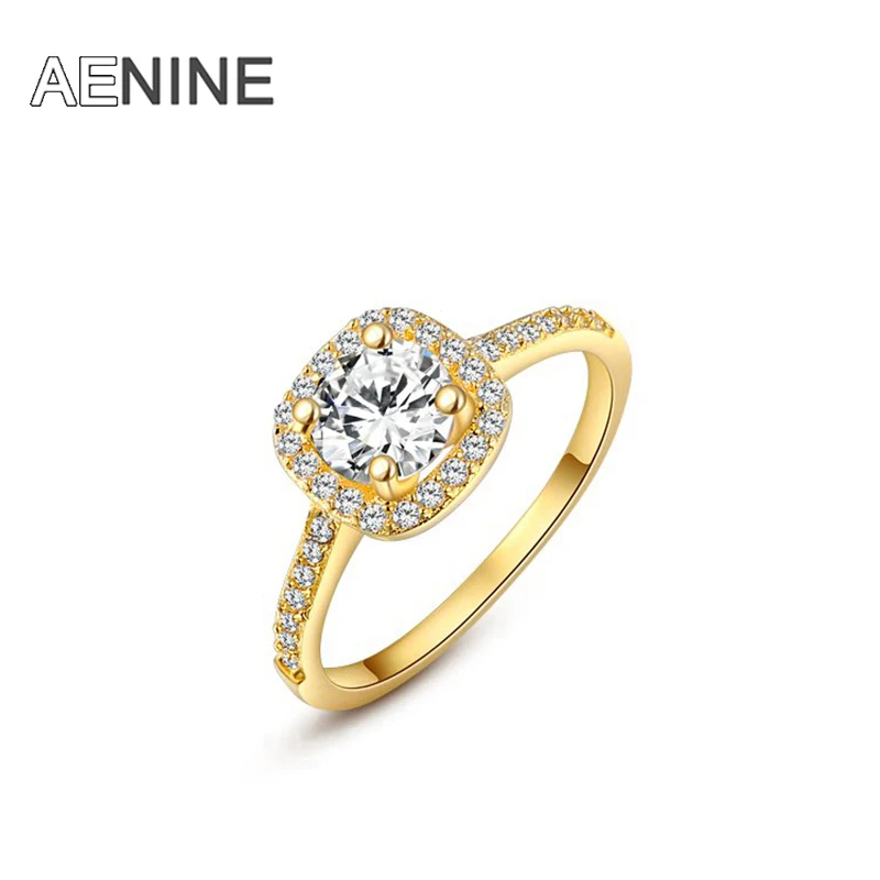 AENINE люкс 1Ct Кубический Цирконий обручальные кольца ювелирные изделия Мозаика Стразы обручальное кольцо с кристаллами для женщин Anneaux L101009438