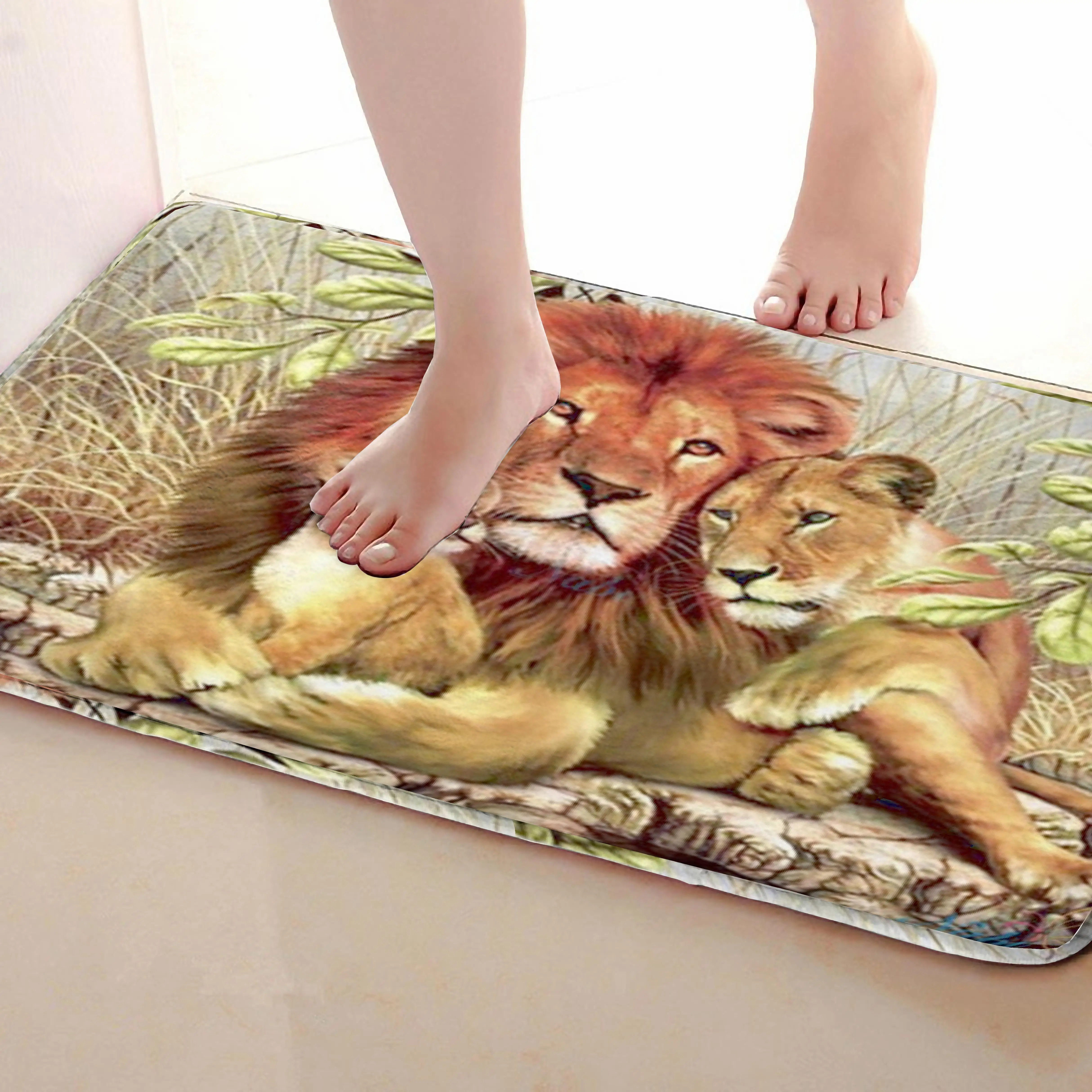 Три льва Стиль открытый Коврики S, забавные Нескользящие Для ванной Коврики, двери Коврики S, входная дверь Коврики s