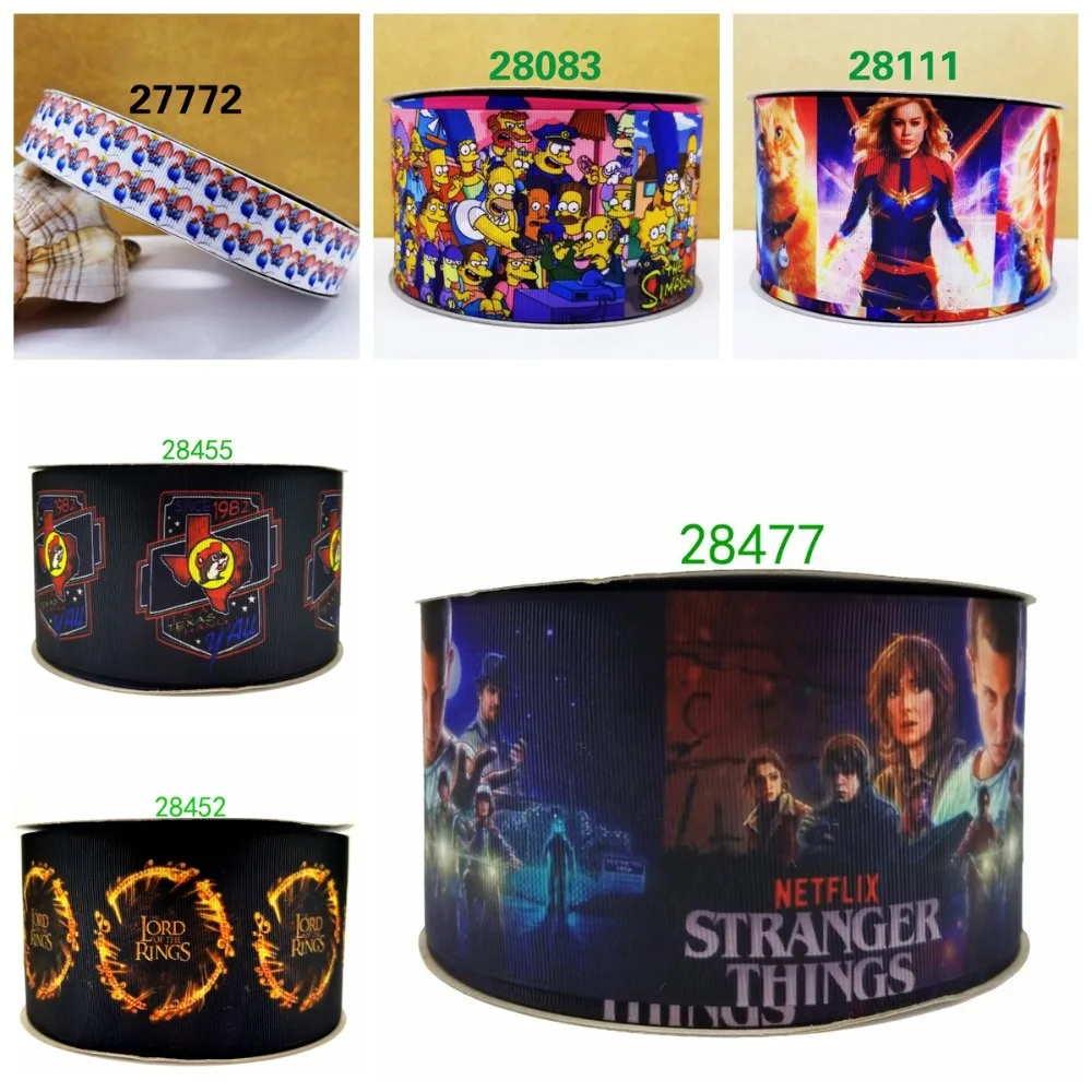

Free shipping 50 yard cartoon printed grosgrain ribbon 28477