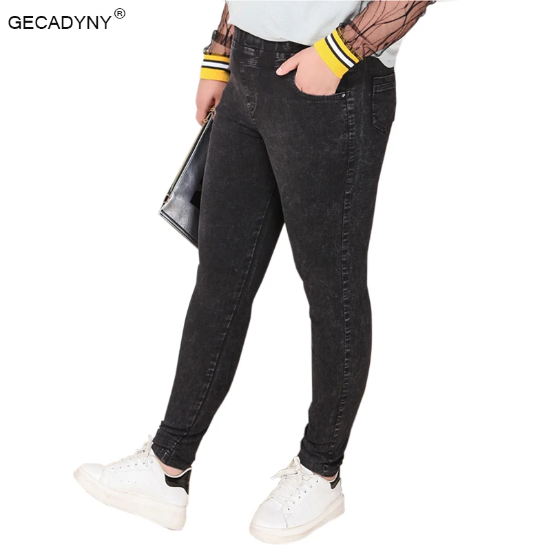 Big Yards Lmitation Jeans Pants Women 2017 Spring Autumn