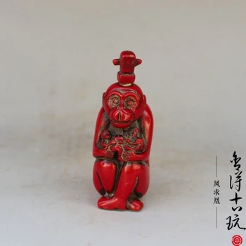 

Antique Red Coral snuff bottle (monkey) ornaments