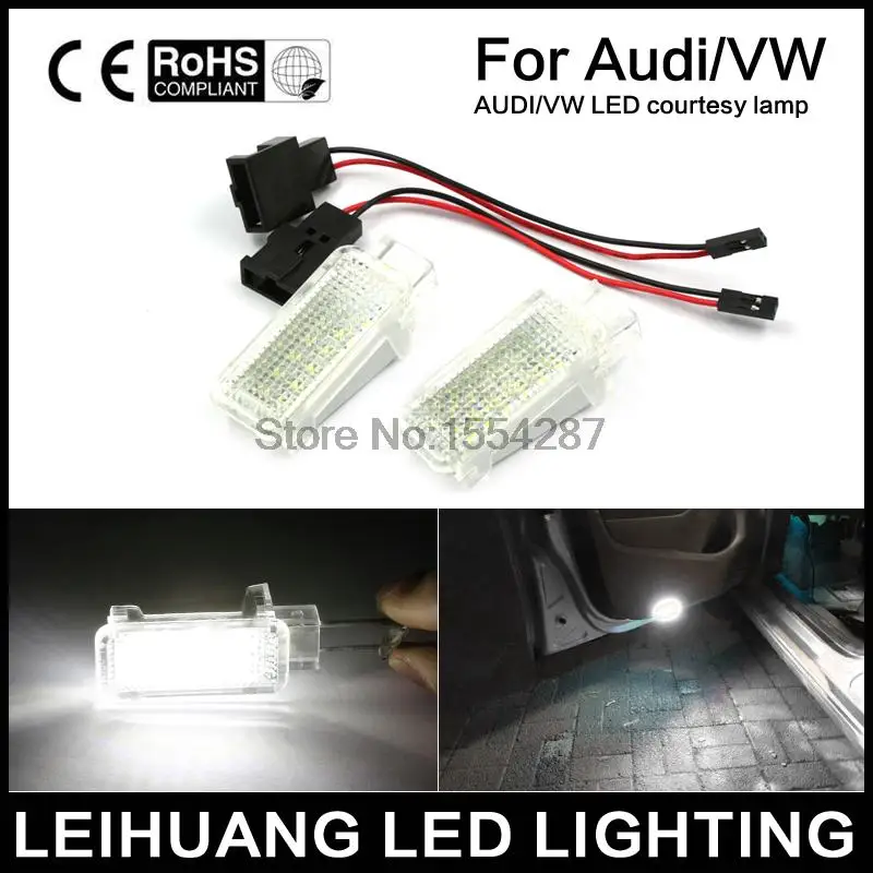 

2pcs Door Courtesy Lights Lamps White CAN-bus LED fit For Audi A3 A4 A5 A6 A7 Q5 Q7 TT 12v