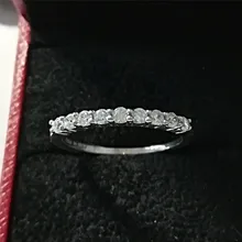 여성을위한 스털링 실버 웨딩 밴드 반지 0.9ct 9 돌 18 k 화이트 골드 도금 보석 꼬리 반지 사용자 정의 우아한 pt950 스탬프(China)