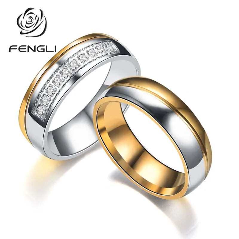 Женские кольца FENGLI элегантные Геометрические из нержавеющей стали со стразами