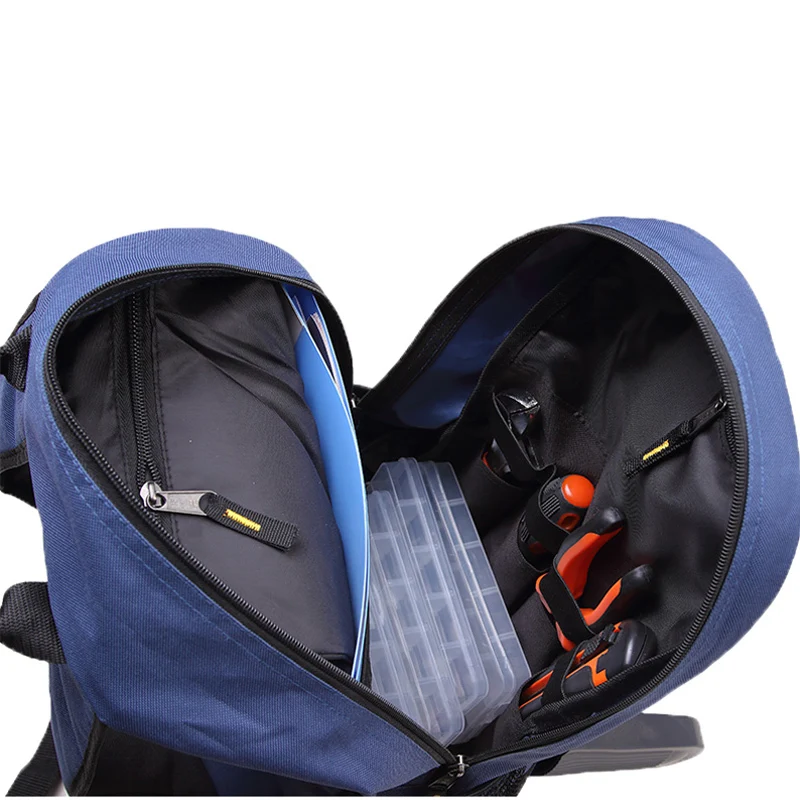 PEGASI Oxford Fabric Shoulders Multi-function Outdoor thicken Backpack Electricians Tool Bag Blue maintenance Durable toolbag