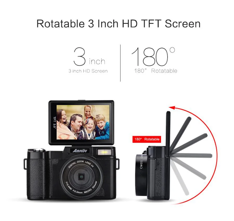 Memteq 3 "TFT ЖК-дисплей Full HD 24MP цифровая камера видео 1080 P видеокамера CMOS видеообъектив + фильтр мини цифровая камера