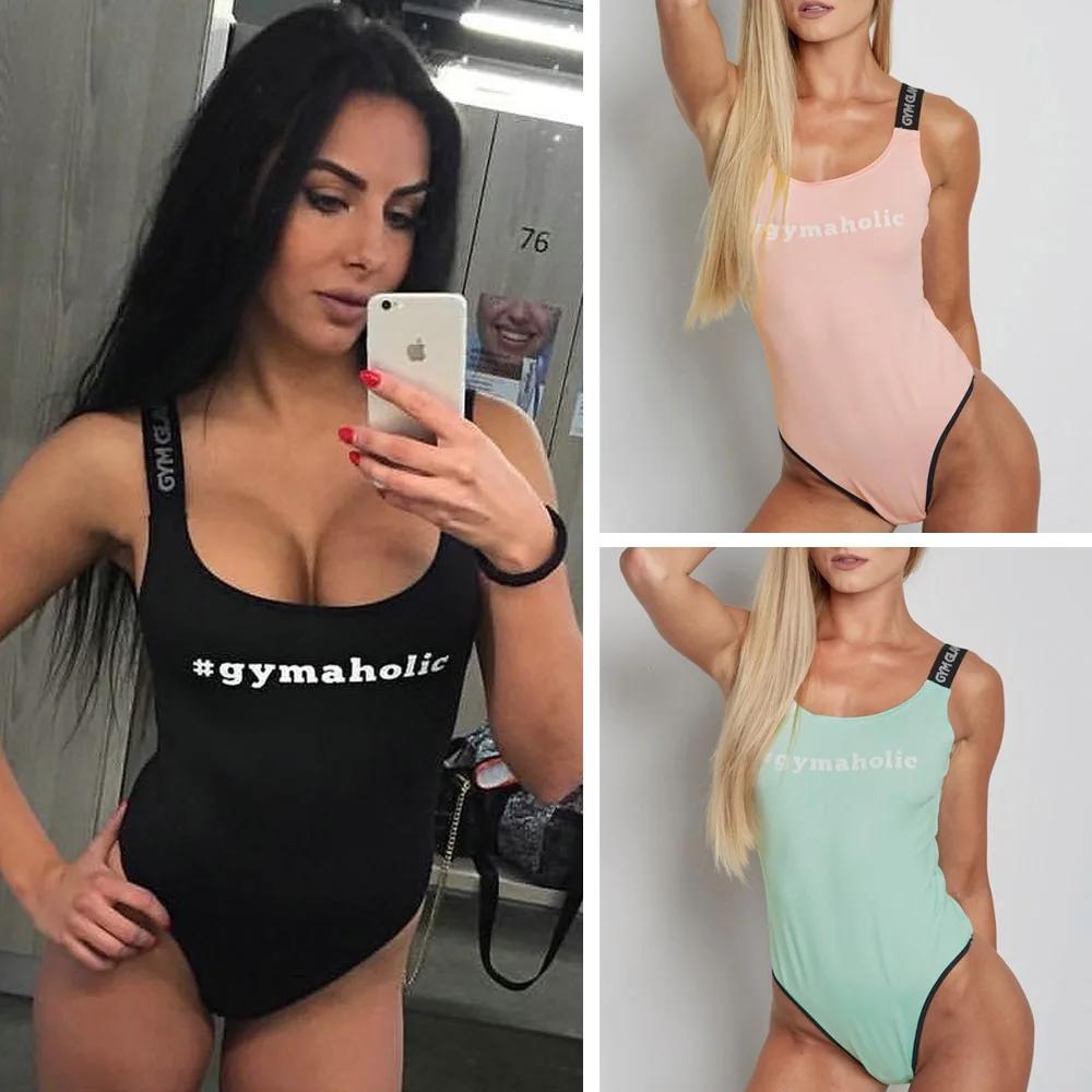

2018 Women One Piece Swimsuit Sexy Letter Printing Swimwear Summer Beach Wear Bathing Suit Sexy Cut Out Monokini Swimsuit C1769