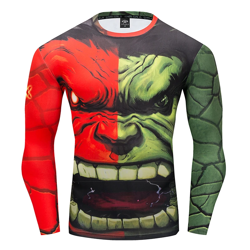 NEW tee The hulk Punisher Rashgard Running Shirt Men T-shirt Long Sleeve Compression Shirts Gym Fitness Sport | Мужская одежда