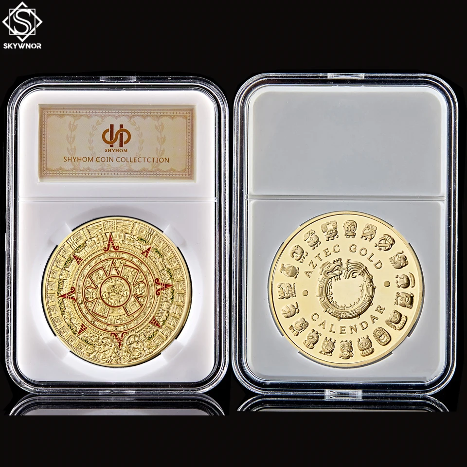 

Mexico Mayan Aztec Calendar Art Prophecy Culture Challenge Gold Plated Coin Collectibles
