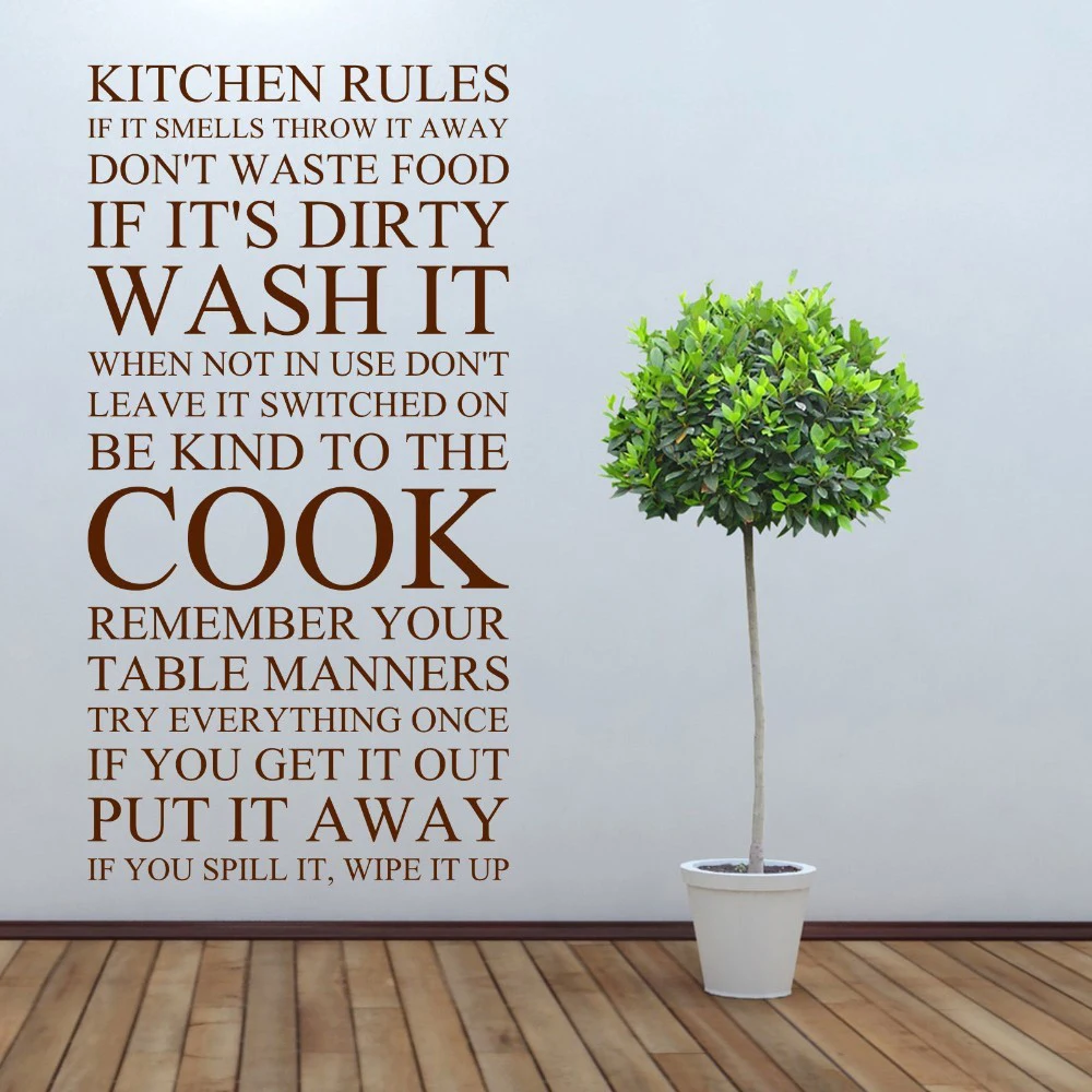 Kitchen Rules Vinyl Art Sticker Wall Stickers Home Decor Decorated In