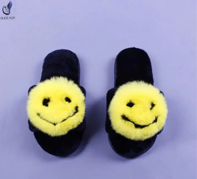 Women Fur Slippers Fashion Spring Summer Autumn Plush Slippers Fluffy Fur Slides Flip Flops Flat Shoes - Цвет: Темно-серый