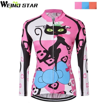 

Team Pro Women Cycling Jersey Long Sleeve shirts Women's Ropa Ciclismo Bicycle Clothing MTB Bike Jersey Cycle Shirts Pink Blue