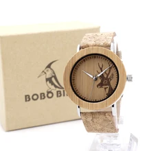 2017 BOBO BIRD Luxury Watch Men Famous Brand Wooden Watches Genuine Leather Band Wristwatch relogio masculino