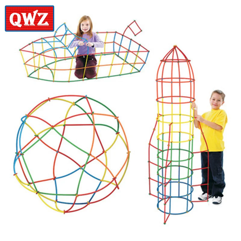 

QWZ Baby Puzzle Prajita 100pcs/200pcs Children's Puzzle Straw Blockds Pipette Stitching Assembly Straw Build Blockd Creative Toy