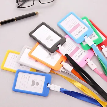 

Portable Employee Plastic ID Card Holder Name Tag Lanyard Neck Strap