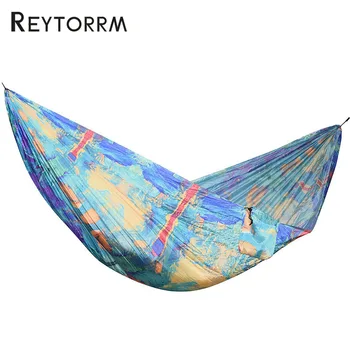 

2018 New Outdoor Hammock Nylon Fabric Durable Tree Bed For Camping Sleeping For Adult Travel Backpacking Hanging Swing Hamac