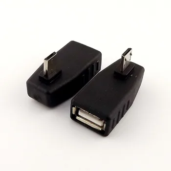 

10Pcs Left Angle Micro USB 5 Pin B Male Plug To USB 2.0 A Female OTG Host Adapter