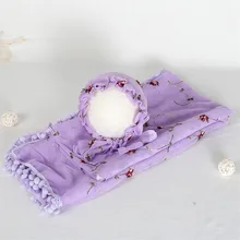 Фиолетовый цвет для новорожденных детей кружевной обертывание шляпка для девочки реквизит для фотосъемки новорожденных реквизит студийный наряд аксессуары