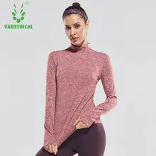 Vansydical, женские рубашки для йоги, с длинным рукавом, для спортзала, бега, тренировки, футболка, для большого пальца, дизайн, для фитнеса, тренировок, спортивные топы, спортивная одежда