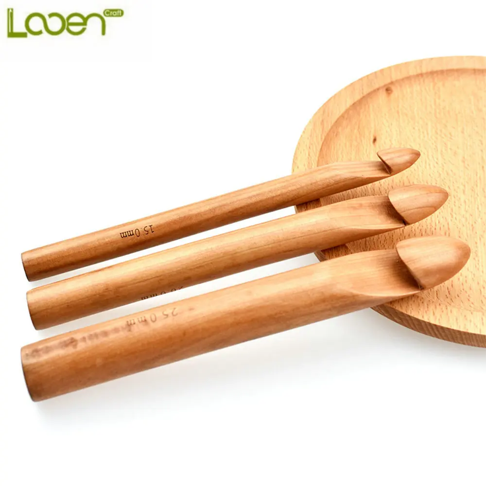 

Large Needle Looen Crochet Hook 15/20/25mm Wooden Knitting Needle Yarn Sewing Tool DIY Knitting Accessory For Mother's Day Gift