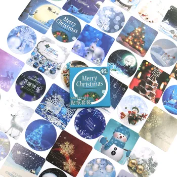 Merry Christmas Stickers Travel Decorative Stationery Stickers Ocean whale sticker Scrapbooking DIY Diary Album Lable 46pcs/box 46pcs 1pack stationery stickers forest fruit animals diary planner decorative mobile stickers scrapbooking diy craft stickers