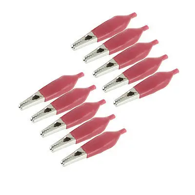 

10 x Red Insulated Sleeve Testing Probe Alligator Clips Clamps 2.2