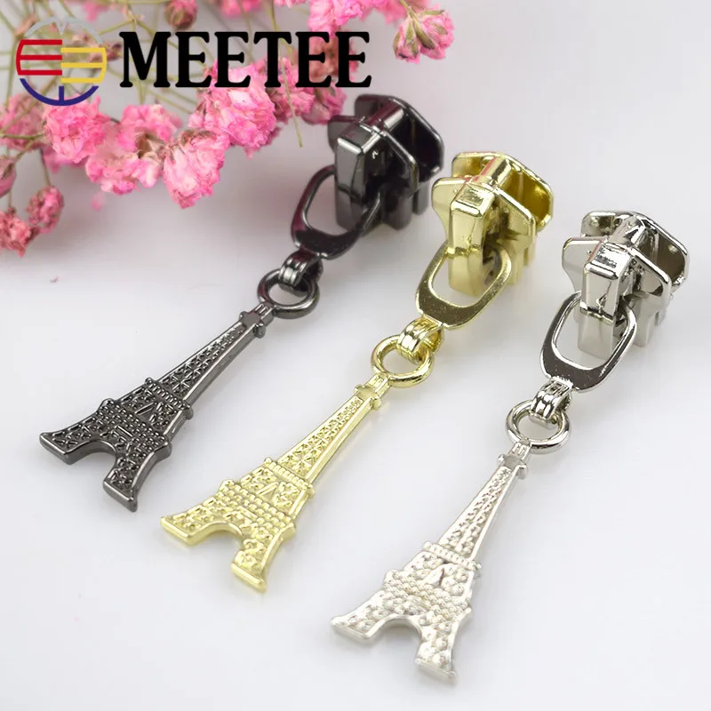

10CS 3# 5# DIY Eiffel Tower shape metal zipper pull head for bag,clothes, luggage, shoes