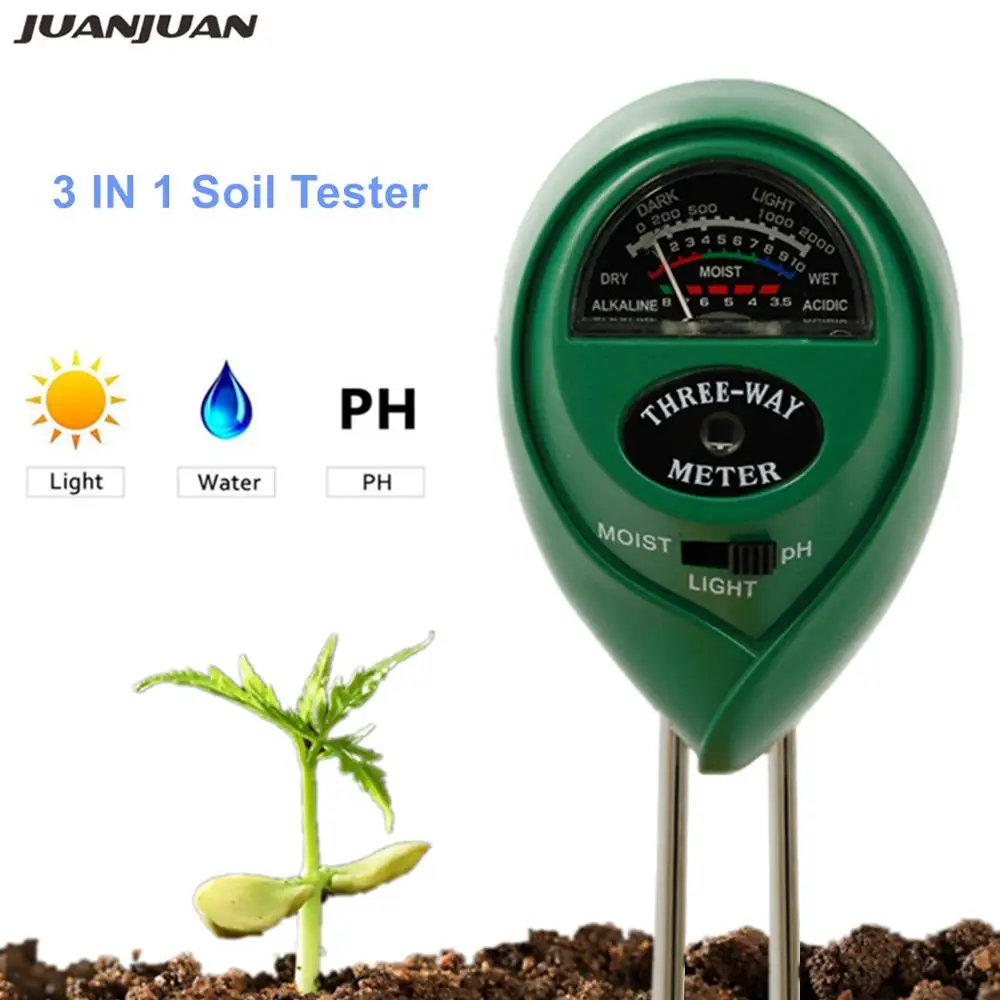 10pcs/lot 3 in1 Plant Flowers Soil PH Detector Tester Water Moisture