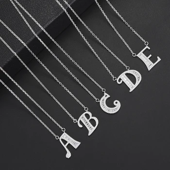 

Personality Lettering Pendant High Quality Chain Necklace For Women Girls Full Cubic Zirconia Necklace Jewelry