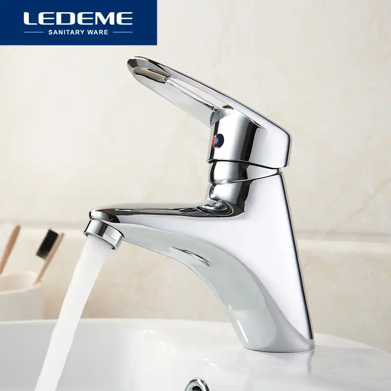 Ledeme Basin Faucets Chrome Plated Basin Faucet Brass Vessel Sink